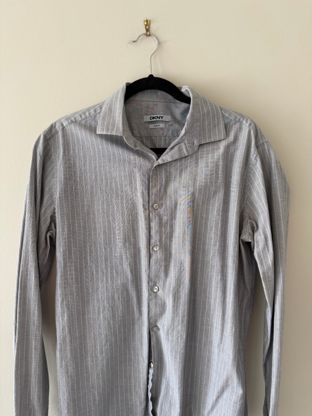 DKNY Men's Gray Pinstripe Dress Shirt